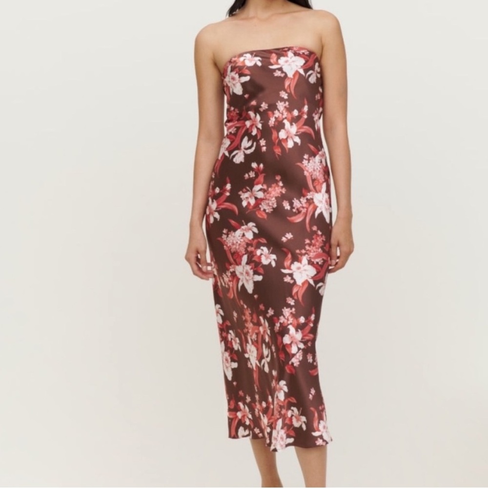 NEW Reformation Joanne Joanna Silk Floral Midi Dress, size 10